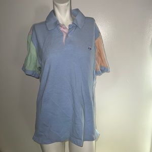 Brooks Brothers Pastel Color block Polo Shirt Size L Slim fit quarter button